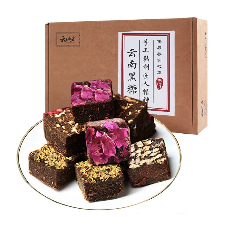Yunshan semi handmade five flavor black sugar block 320g * 1 box old brown sugar ginger jujube tea rose osmanthus jujube ginger 320 g
