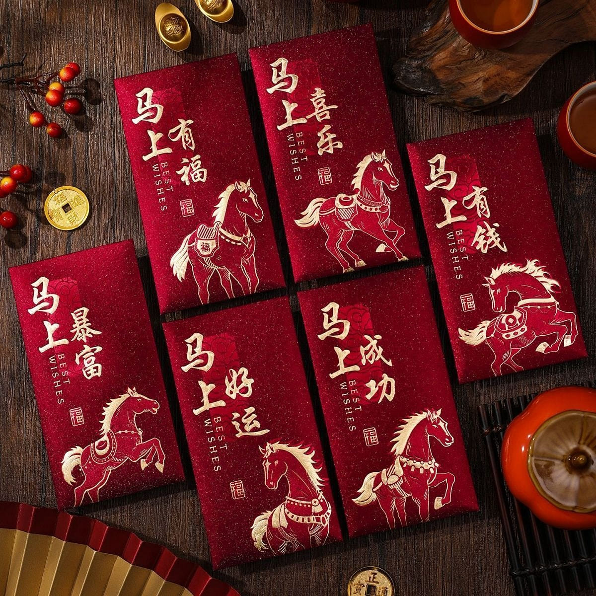 6 Red envelopes for the Year of the Horse 6 each