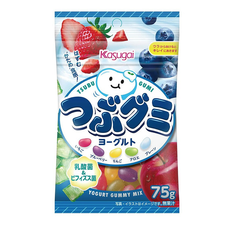 Kasugai Tsubu Gummy Yogurt Assorted Fruit Gummies 75 g