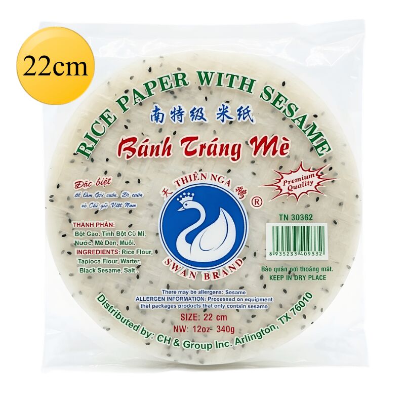 [Swan] Rice Paper with Sesame - 12oz 22cm 1 each - Weee!