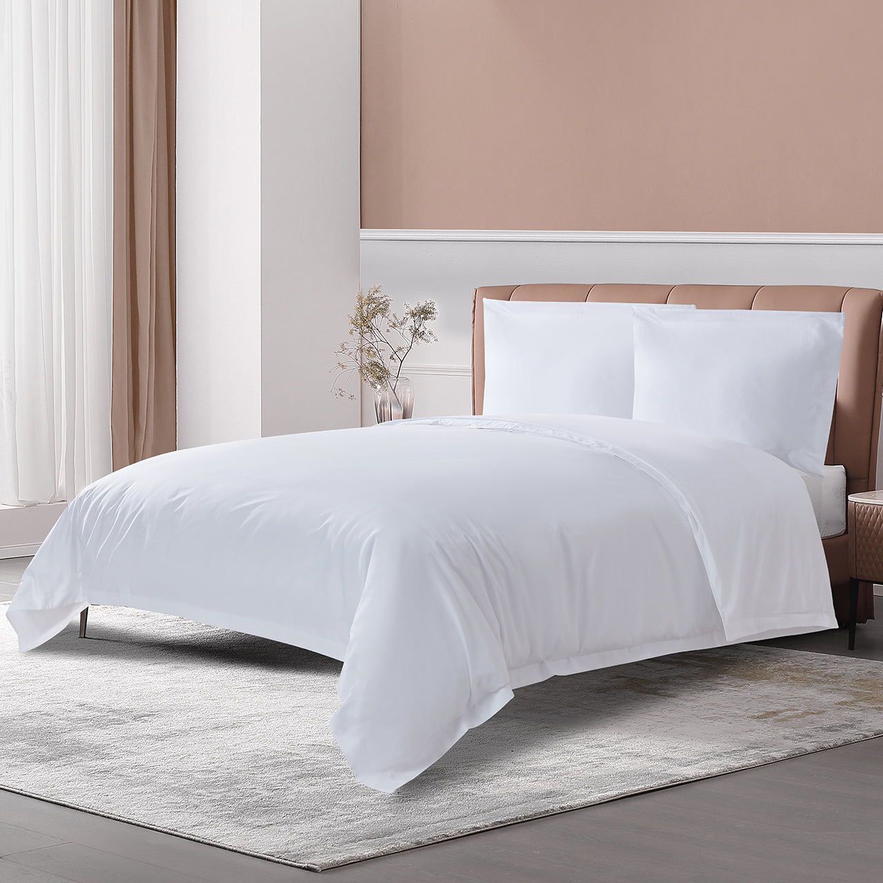 TheCotton&Silk長絨棉被套,白色, Twin Size (67“ x 87“ Cover only) 1 份