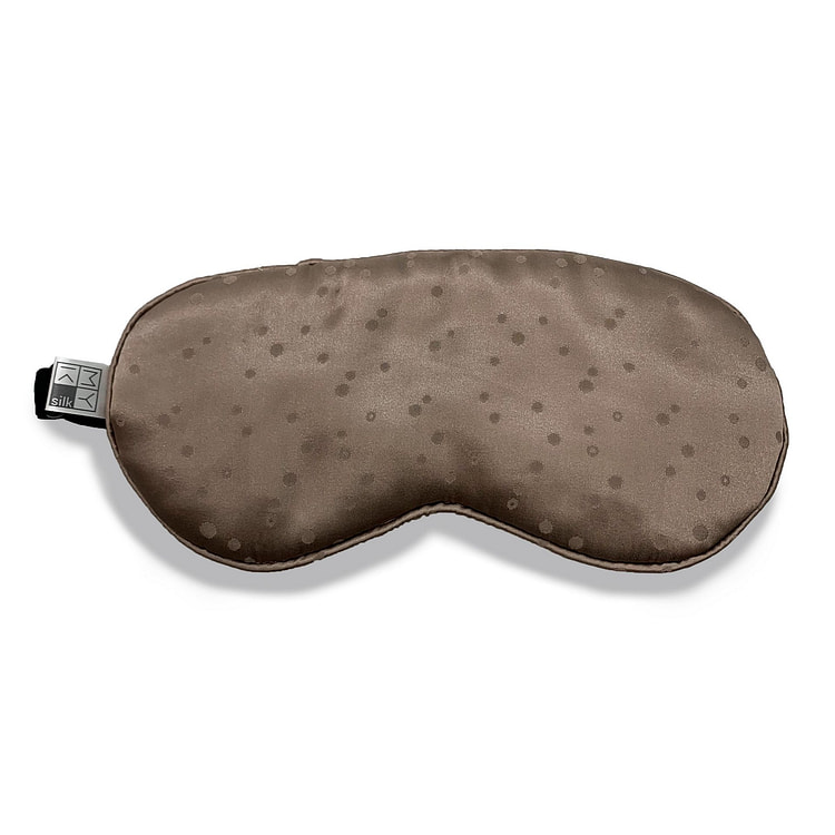 Beauty Silk Eye Mask with Velvet Band (19 Momme) Classic / Taupe Dots