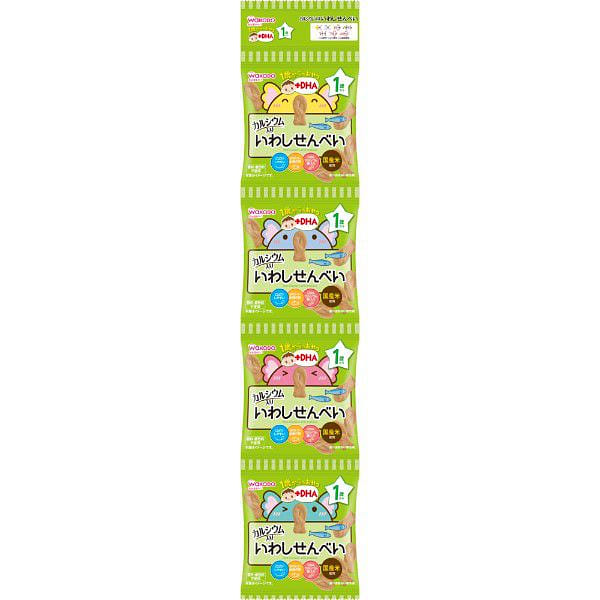 WAKODO Baby DHA Sardines Rice Crackers 4 Packs 1 each