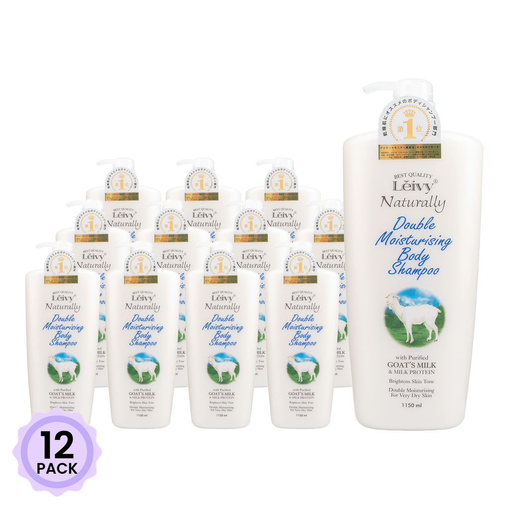 日本 莉薇 Leivy Naturally 天然羊奶雙倍保溼沐浴乳 清雅花香 大瓶裝 1150 毫升*12 包