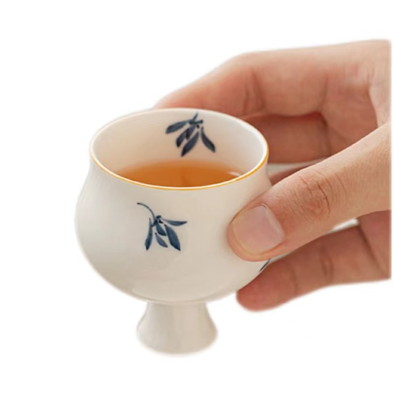 中國直郵】敘舊十二花神高腳茶杯-蝴蝶蘭- Weee!