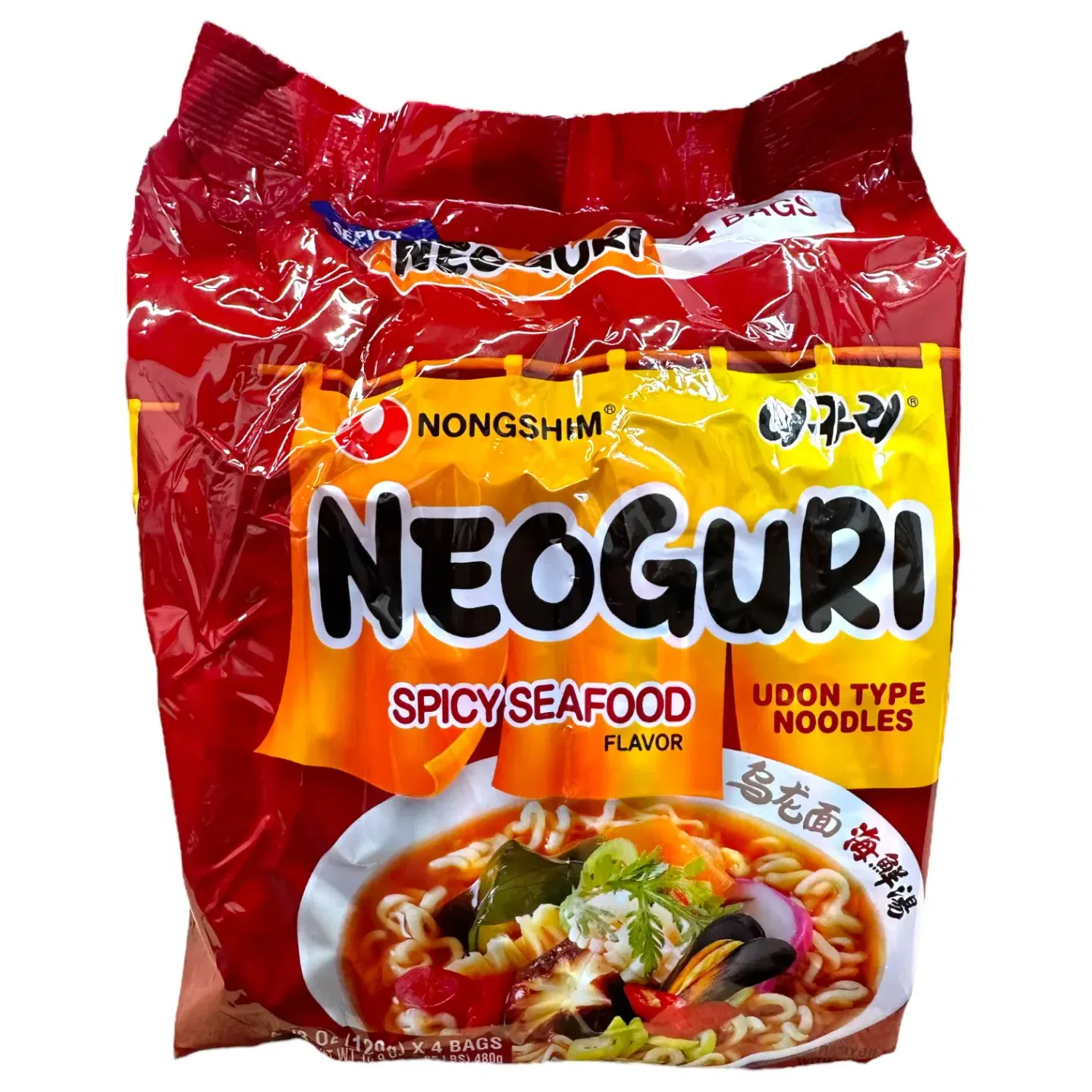 Nongshim Neoguri Instant Spicy Seafood Udon pack of 4 1 each