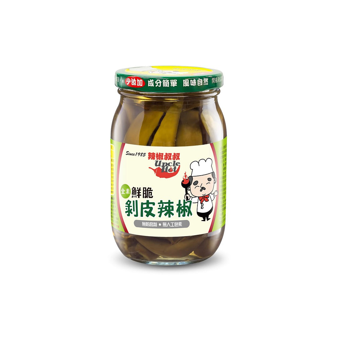 【辣椒叔叔】鲜脆剥皮辣椒(玻璃瓶)固形量 160g 450 克
