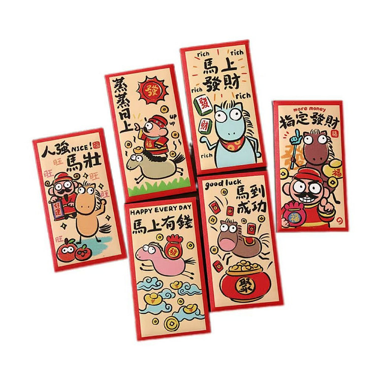 马年新款闪光卡通红包 长款-D款(6个装) 1 份