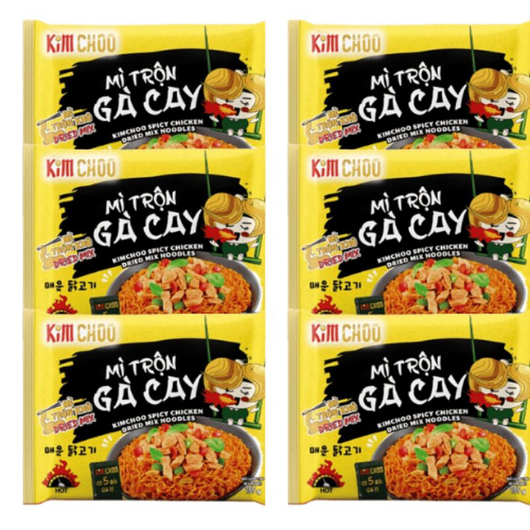 [ VIFON ] Mì Trộn Gà Cay Kimchoo 135gr/gói x 6 gói - Sợi Mì Dai Ngon, Đậm Đ