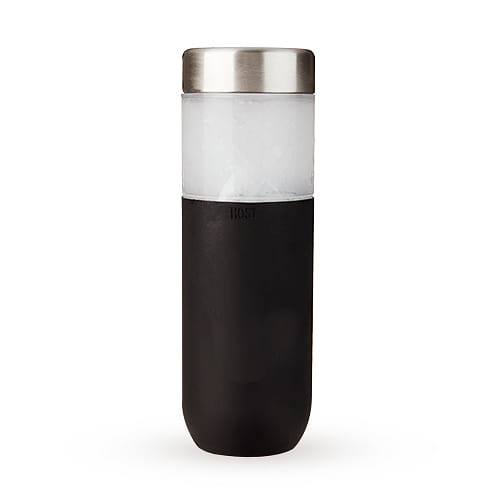 HOST FREEZE Double Walled Daily Water Bottle Freezer Cooling Tumbler with Active Cooling Gel Stainless Steel Lid and Silicone Grip – Set of 1 20 Oz Black 20 oz
