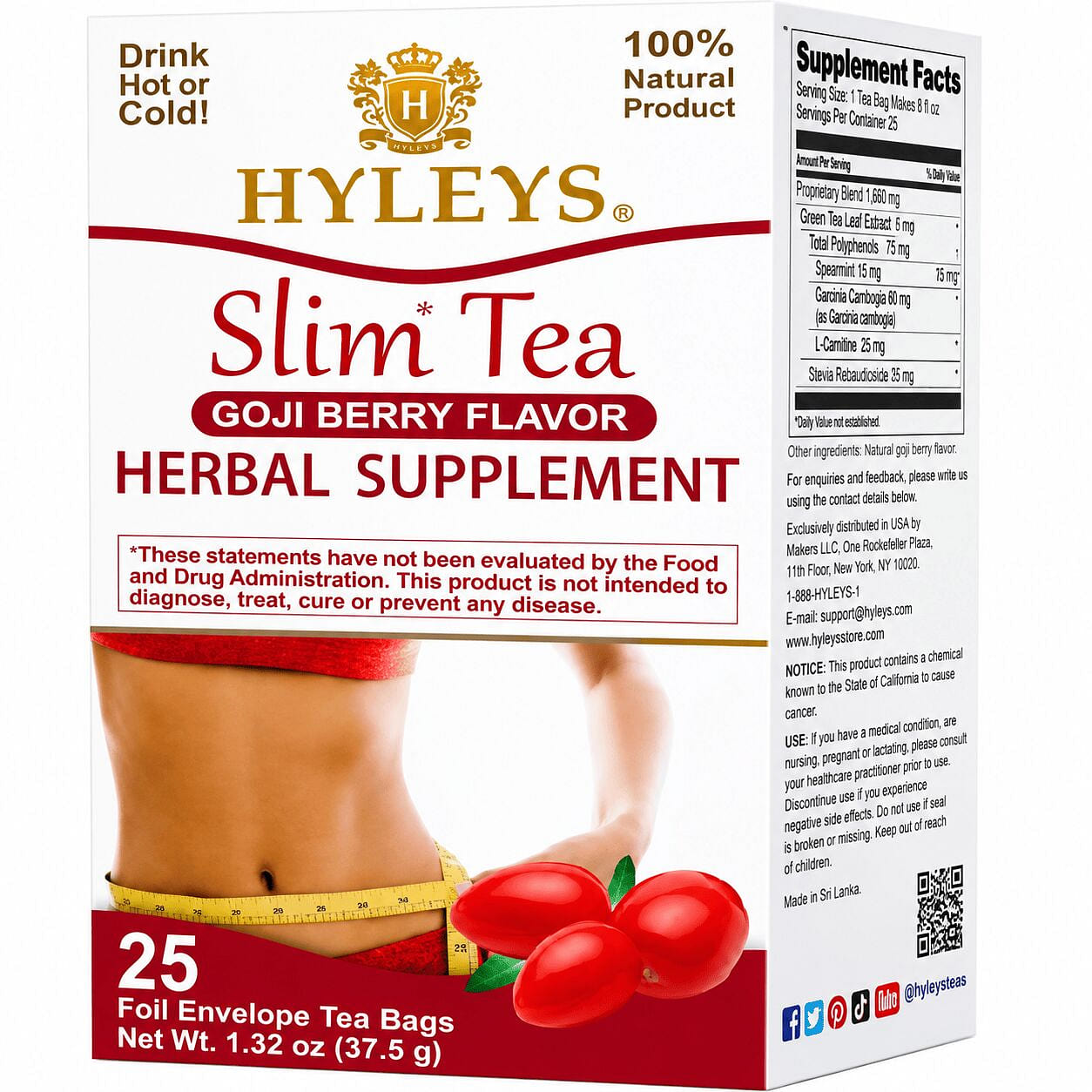 Goji Berry Slim Tea, Detox Diet Tea, 25 Bags 1 pack