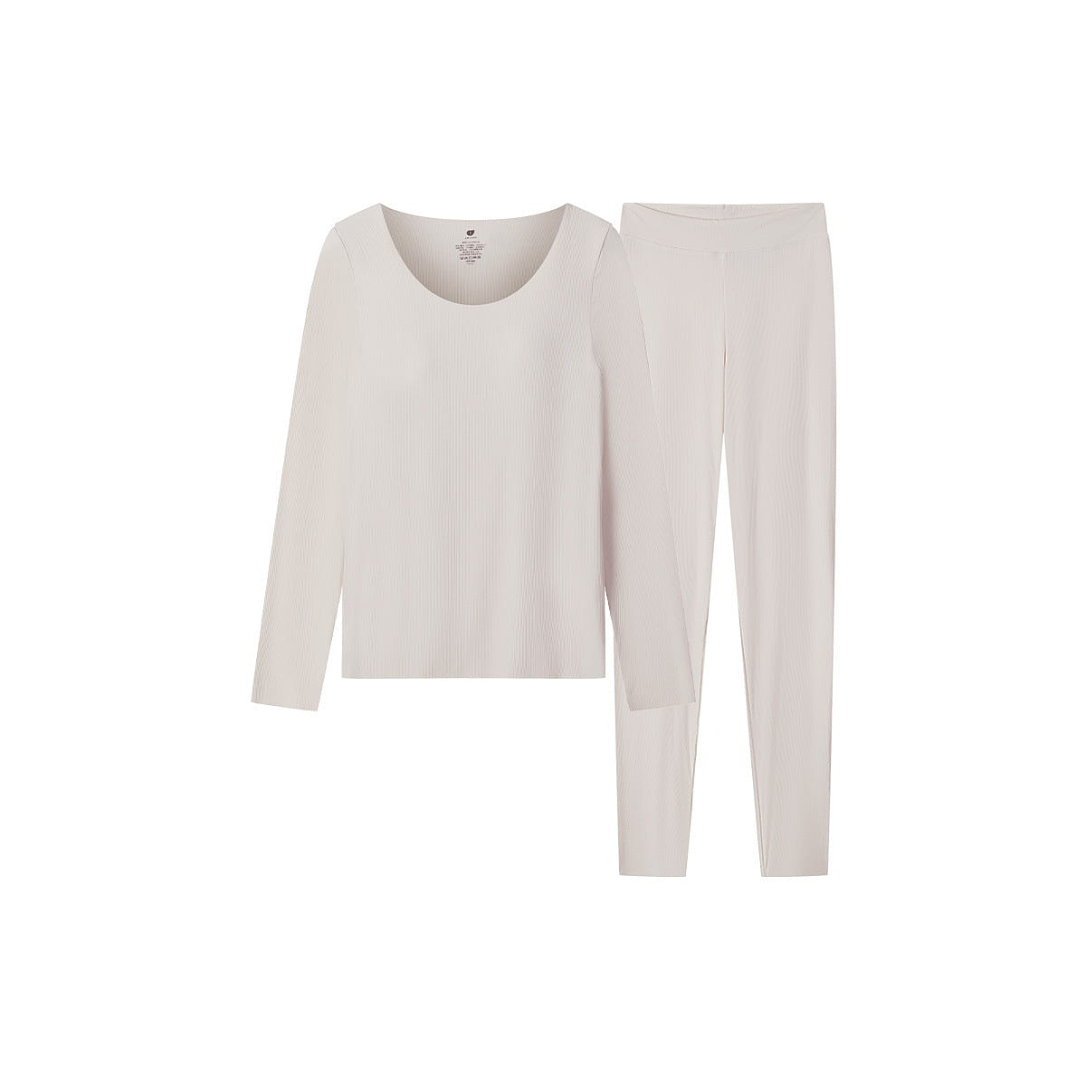 Ribbed O-Neckline Warm Skin Wear Thermal Underwear women’s Suit- Light Nude-M 1 each