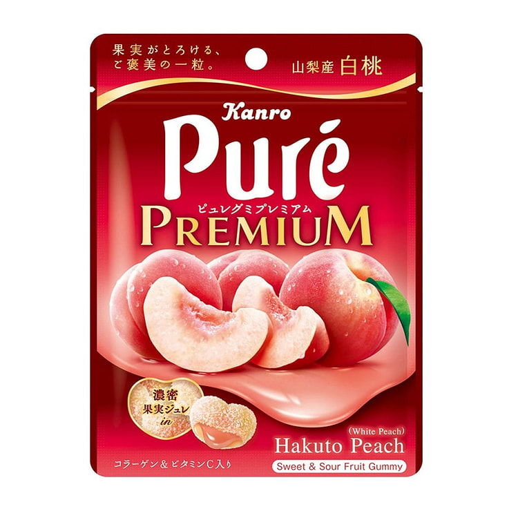 KANRO PURE Gummies White Peach Flavor