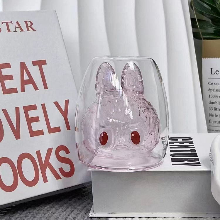 拉布布高硼硅双层玻璃杯牛奶咖啡啤杯泡泡马特礼物紫色