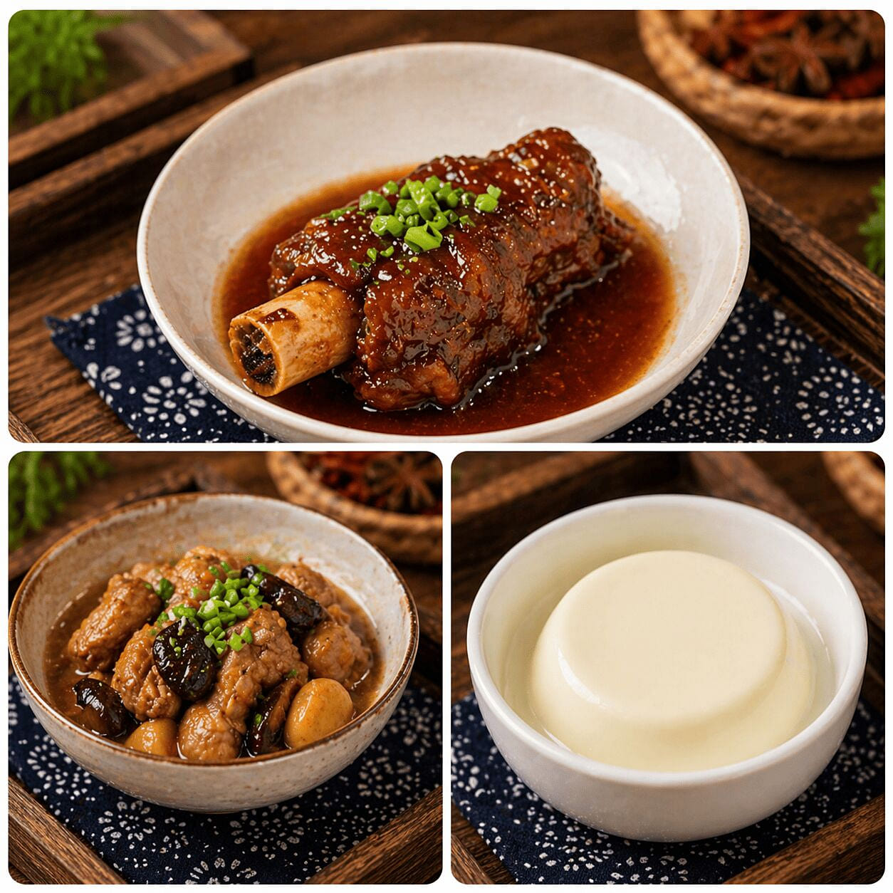 东北家常三拼 酱大骨1个 小鸡炖蘑菇 双皮奶 1 份