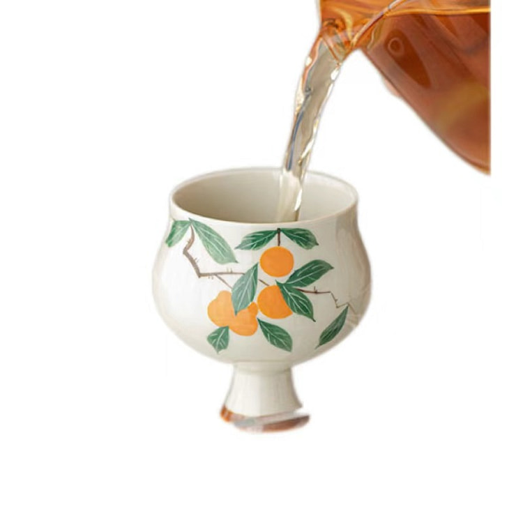 【中国直邮】叙旧 十二花神高脚茶杯-柿子
