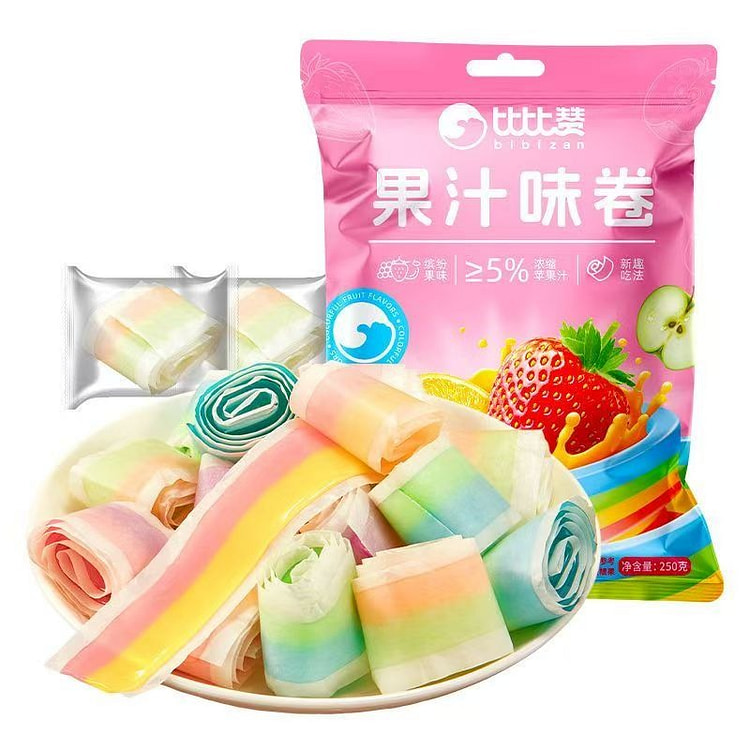 [Bibi Zan] Rainbow Fruit Flavor Roll 250g Bag 250 g