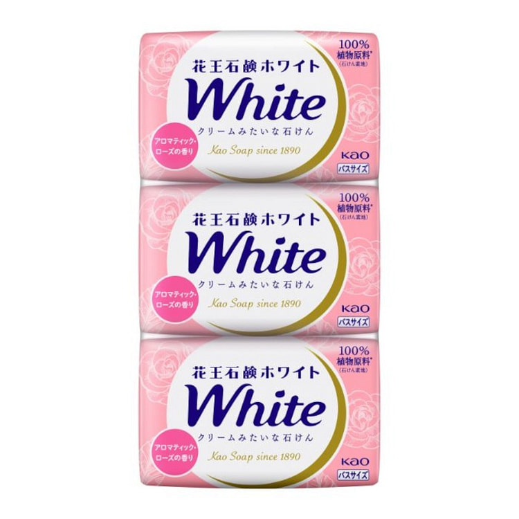 KAO White Bar Soap (Rose) Bath Size 3-Pack Set 3 pack