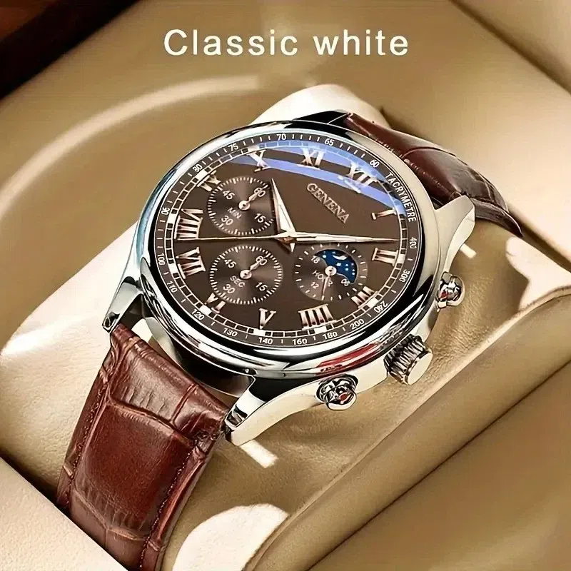 Fashion Men Business Watches Casual Leather Strap 1 box