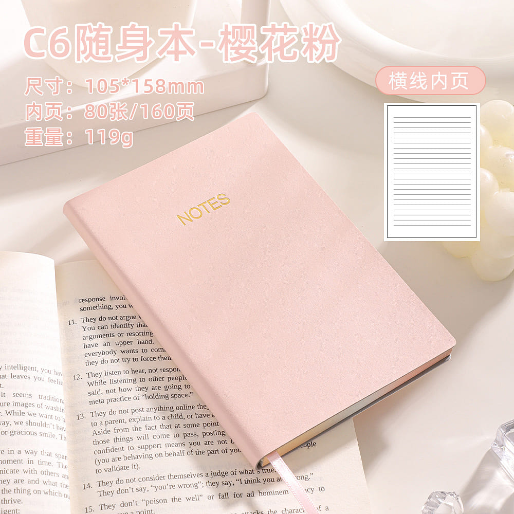 C6 Pocket Notebook Minimalist Pink 1 each