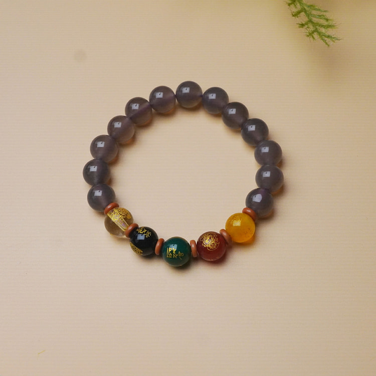 Xiangji Temple  Agate bracelet five-way wealth god