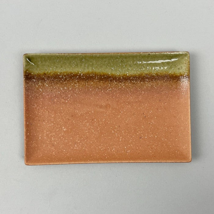 Made-in-Japan Iga Matte Tera Cotta Rectangle Slim Plates, Nori-zara, 6.5 wide 1 each
