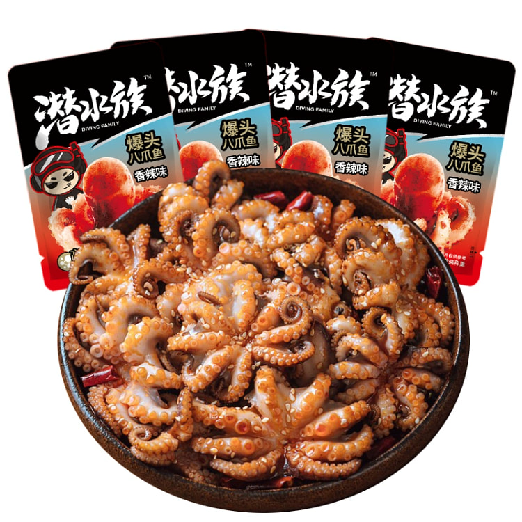 潜水族爆头八爪鱼开袋即食章鱼海鲜熟食零食休闲下酒菜香辣味20g*1袋