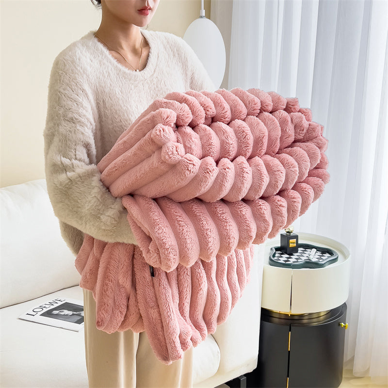 香濃牛奶仿兔絨毛毯 草莓牛奶 120*200cm 2000 克