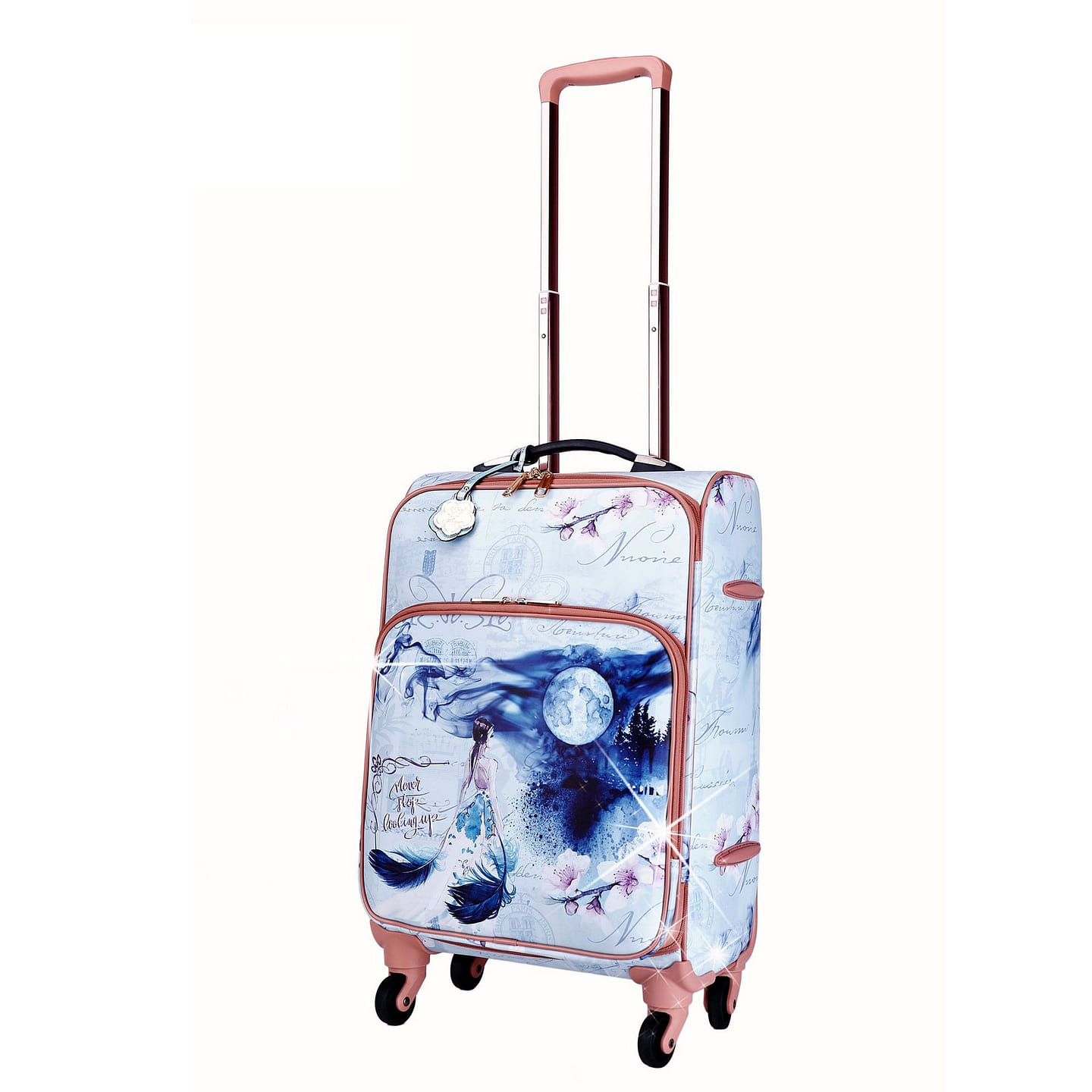 Fairy Tale Carry on Luggage with Spinner Wheels Blue [BEL6999-BL] 1 each