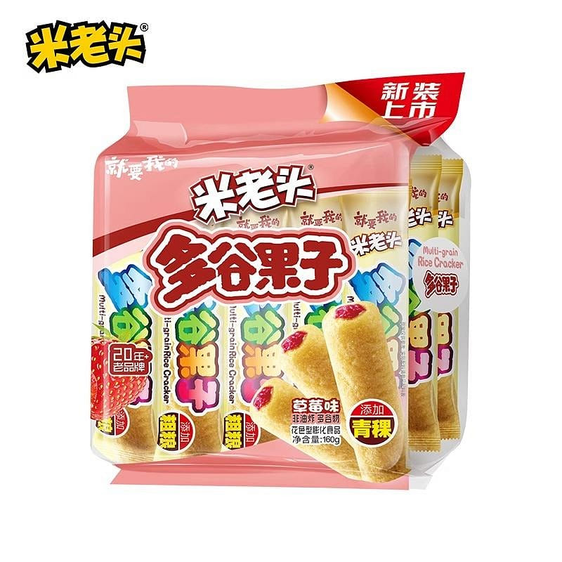 Mi Lao tou mi Guo Juan duo gu Guo strawberry flavor coarse grain mi Guo snacks 320 g