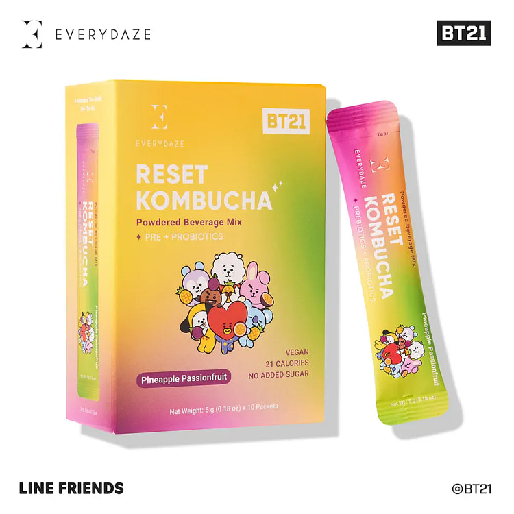 EVERYDAZE - BT21 RESET KOMBUCHA- Pineapple Passionfruit- 10 Packs
