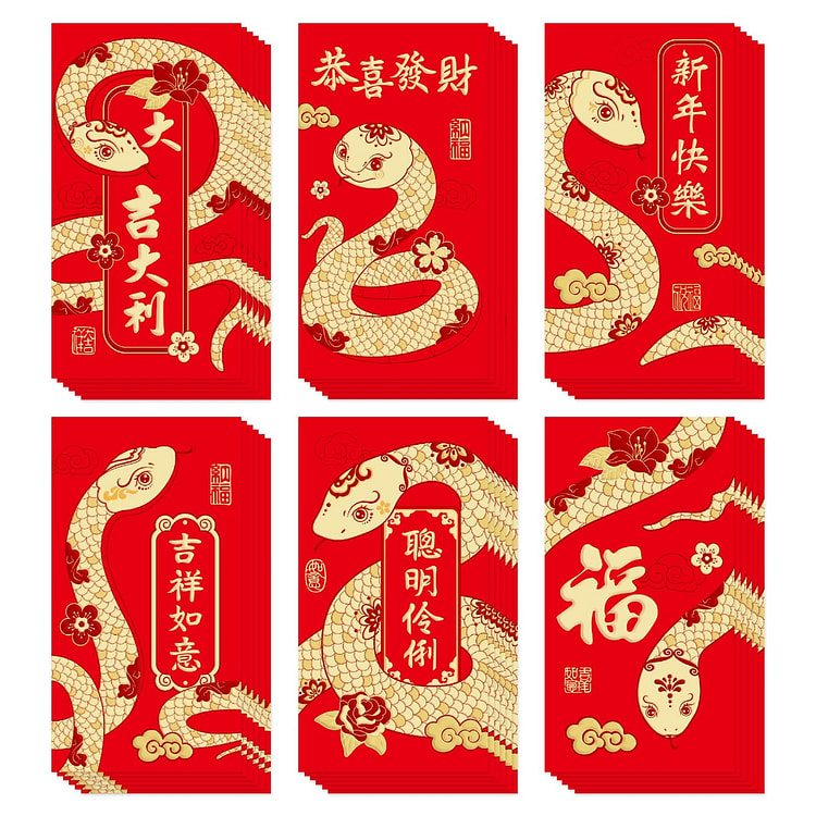 2025 36 Pcs Year of Snake New Year Red Envelopes