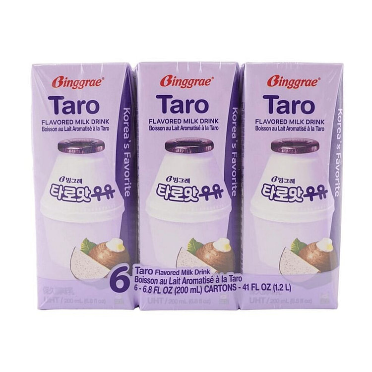 BINGGRAE Taro Flavored Milk Drink 200ml*6 6 bottle