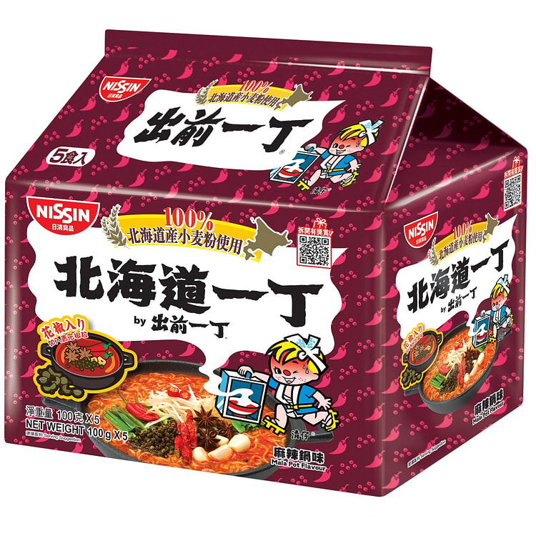出前一丁 五包装 北海道小麦粉麻辣锅味