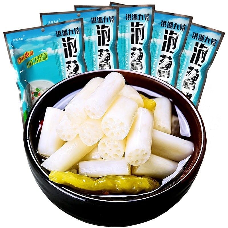 Honghu Jiumei Pickled Lotus Root Tips 1 Bag 400 g