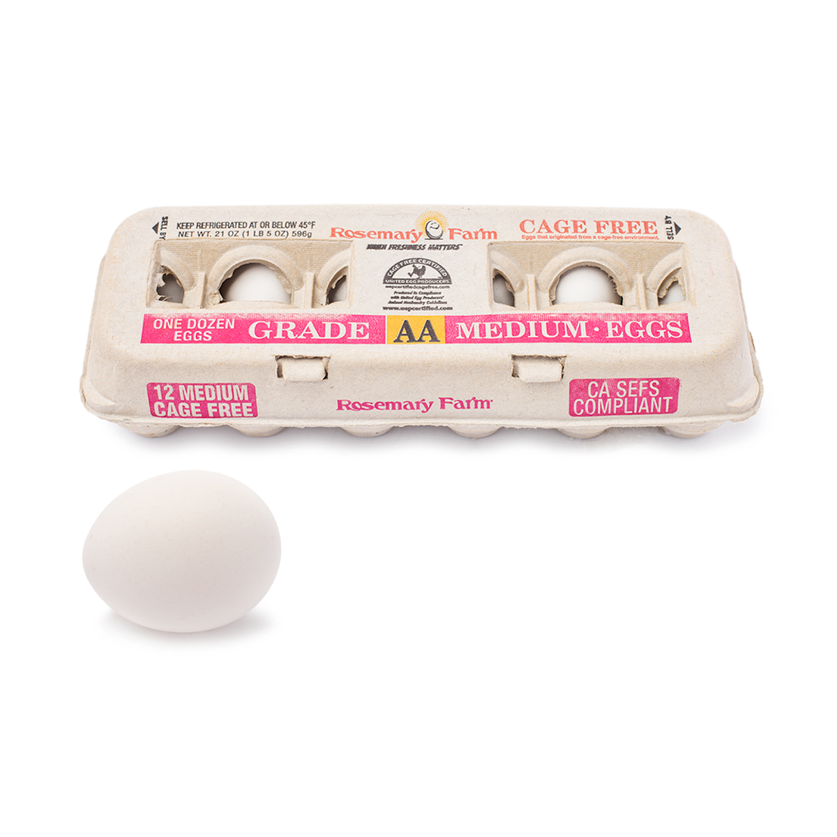 Get Rosemary Cage Free Grand AA Medium Eggs 12 count Delivered | Weee ...