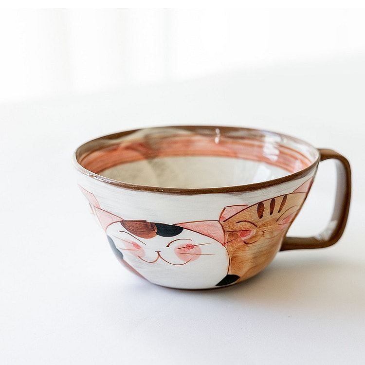 Hasami ware Kitty Soup Cup L 500ml- Red