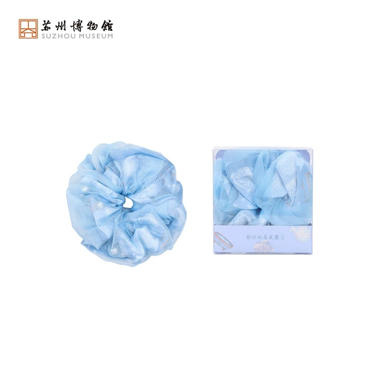 【苏州博物馆】彩纱双层发圈-晴蓝