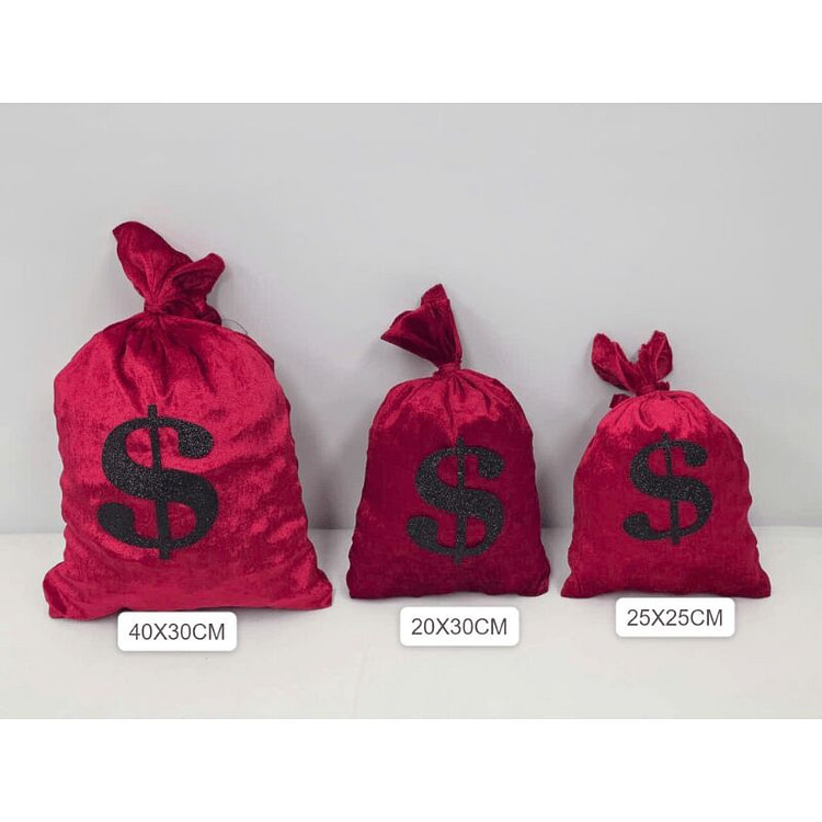 春节和新年天鹅绒面料组合钱袋装饰 3 个