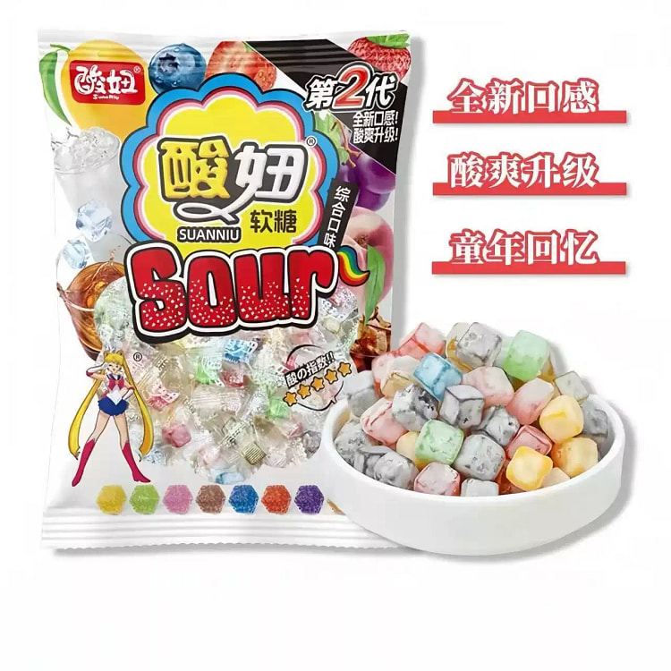 酸妞二代混合水果味软糖108g怀旧儿童休闲小零食 108 克
