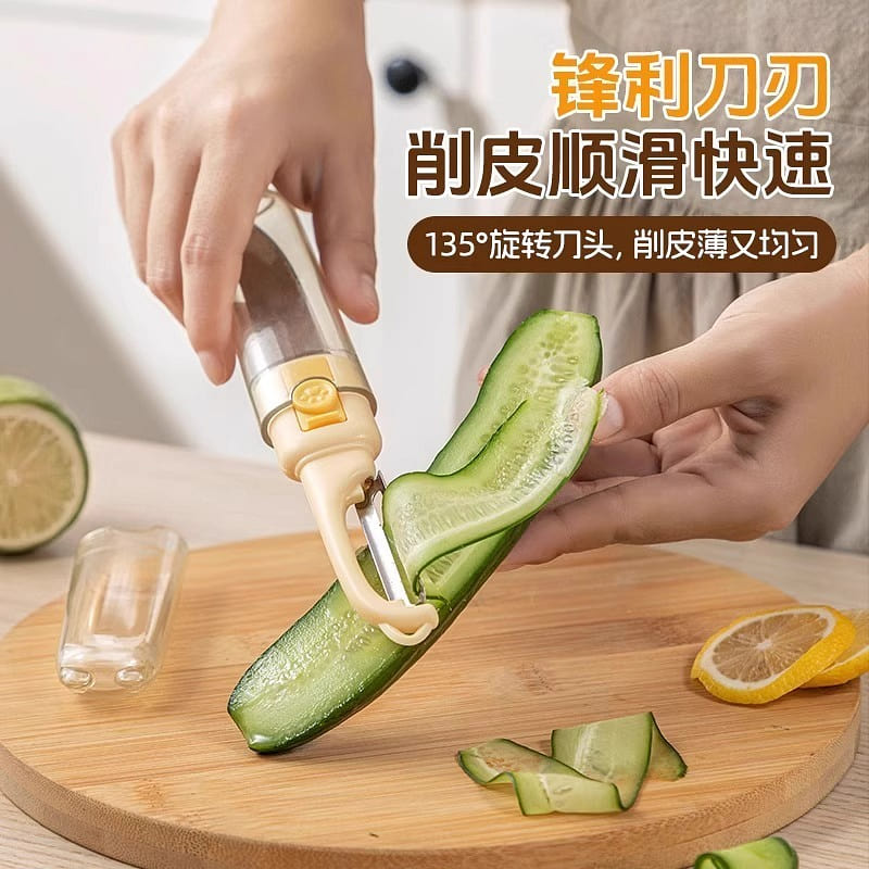 2 in 1 Fruit Knife Peeler Scraper Transparent Yell 1 each