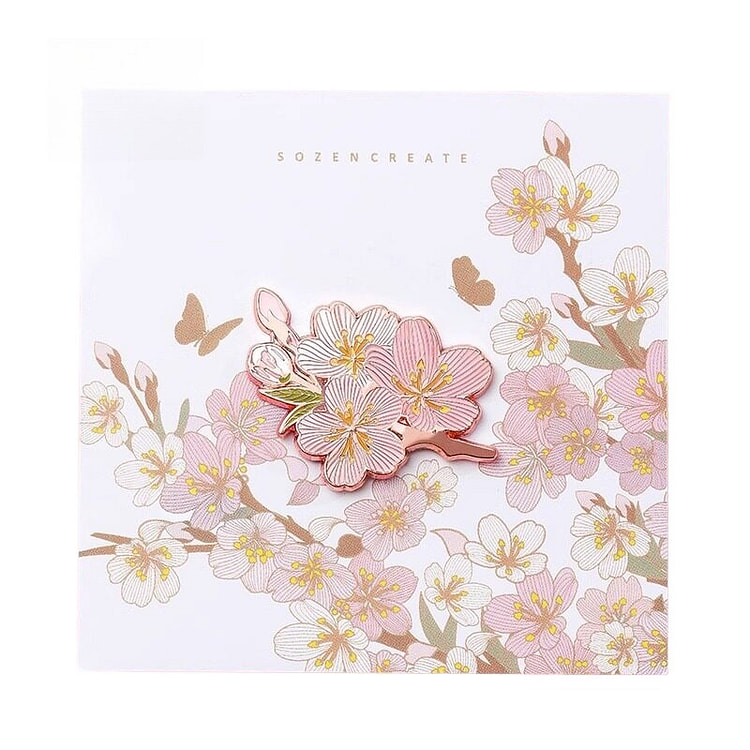 Chinese Peach Blossom Brooch Gift Box CAA 1pc 1 count