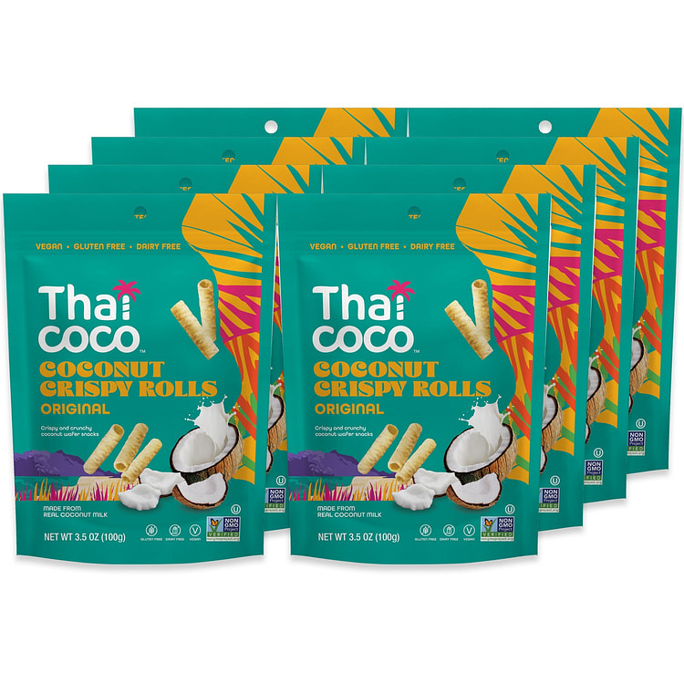Thai Coco Original Crispy Coconut Rolls 3.5g Each 8 pack