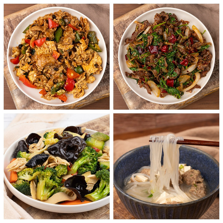 常规套餐1（农家一碗香，孜然羊肉，素拼盘，丸子汤） 1 份