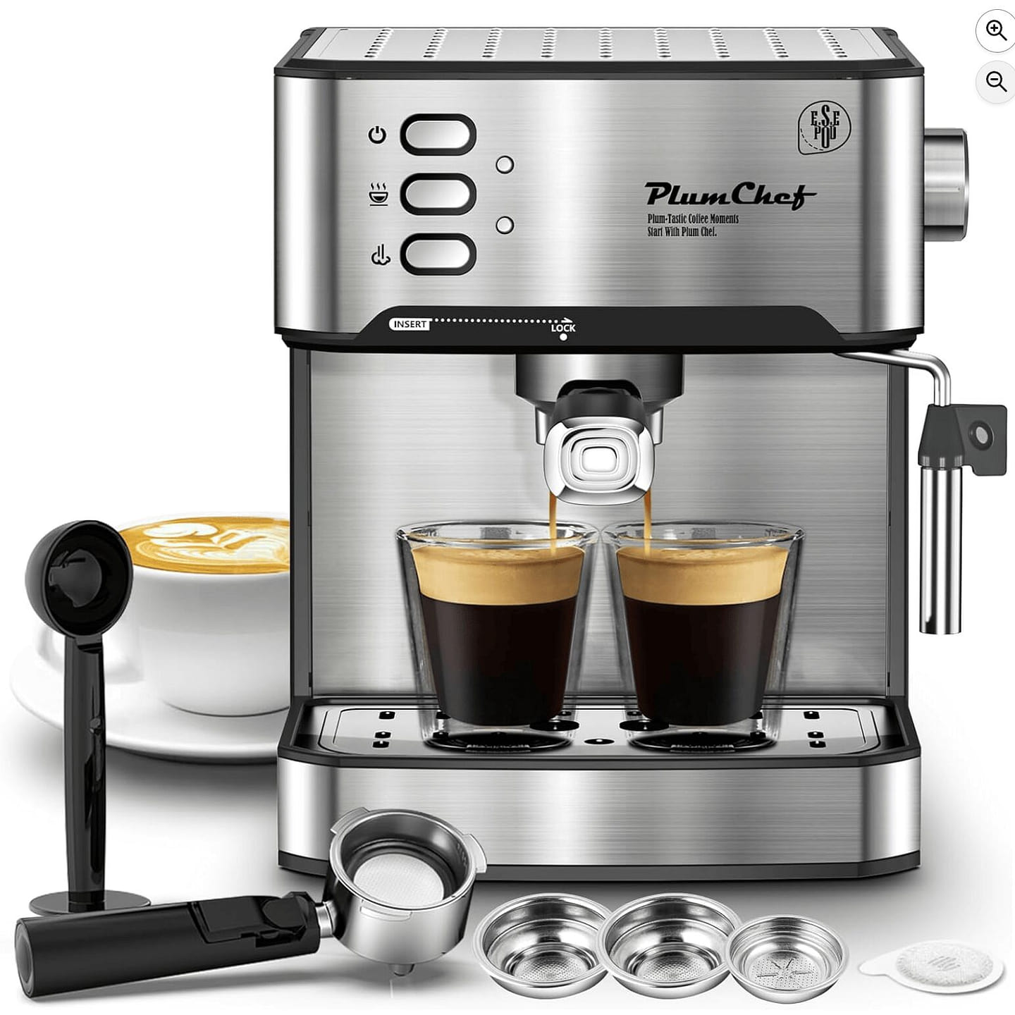 Plum Chef Espresso Machine with milk frother 1 count