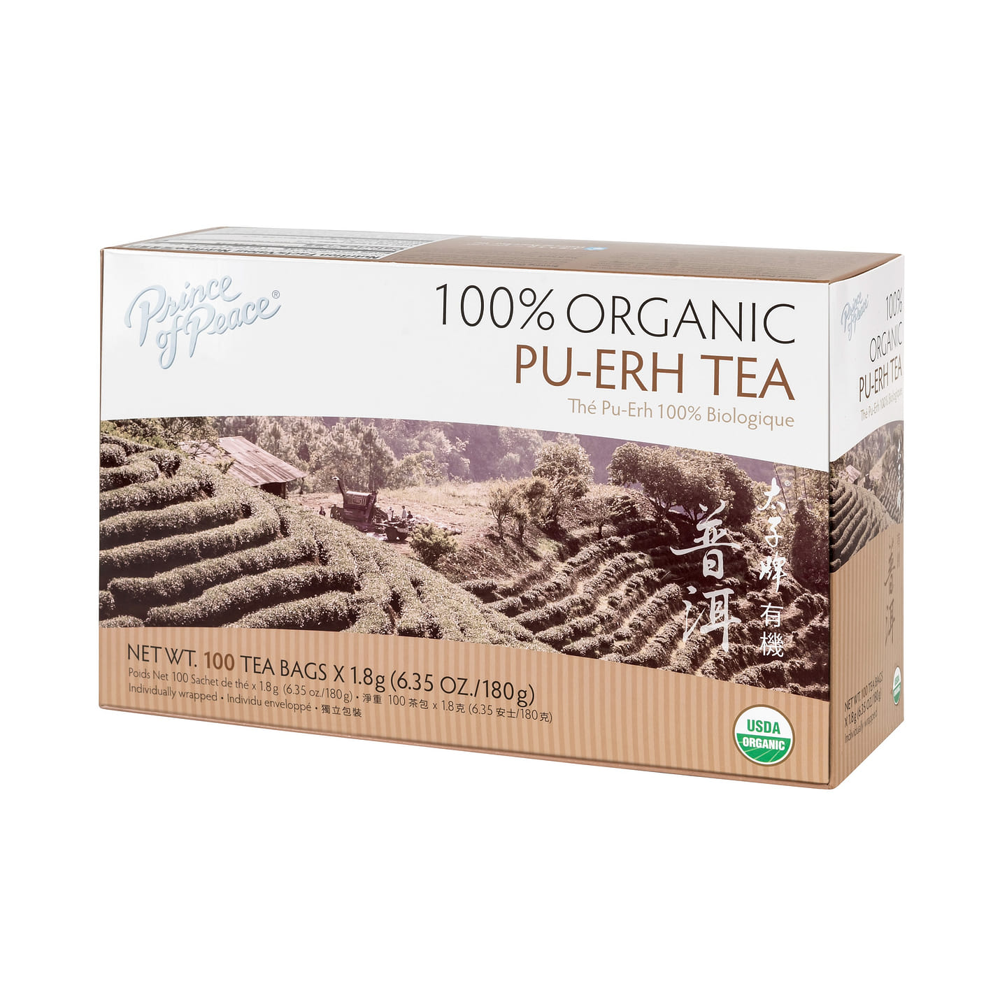 Prince of Peace Organic Pu-Erh Tea, 100 tea bags 1 box