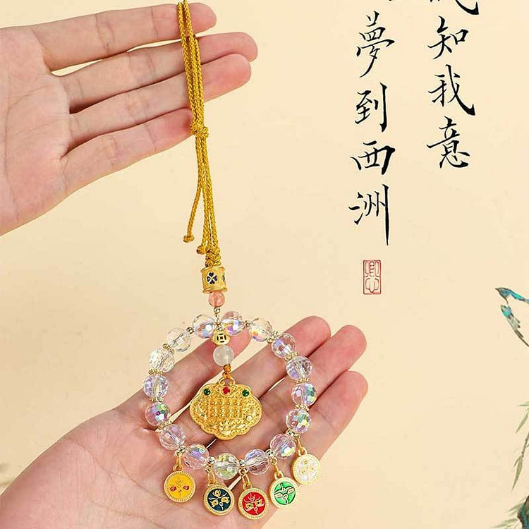 好运锦鲤如意锁车载挂件
