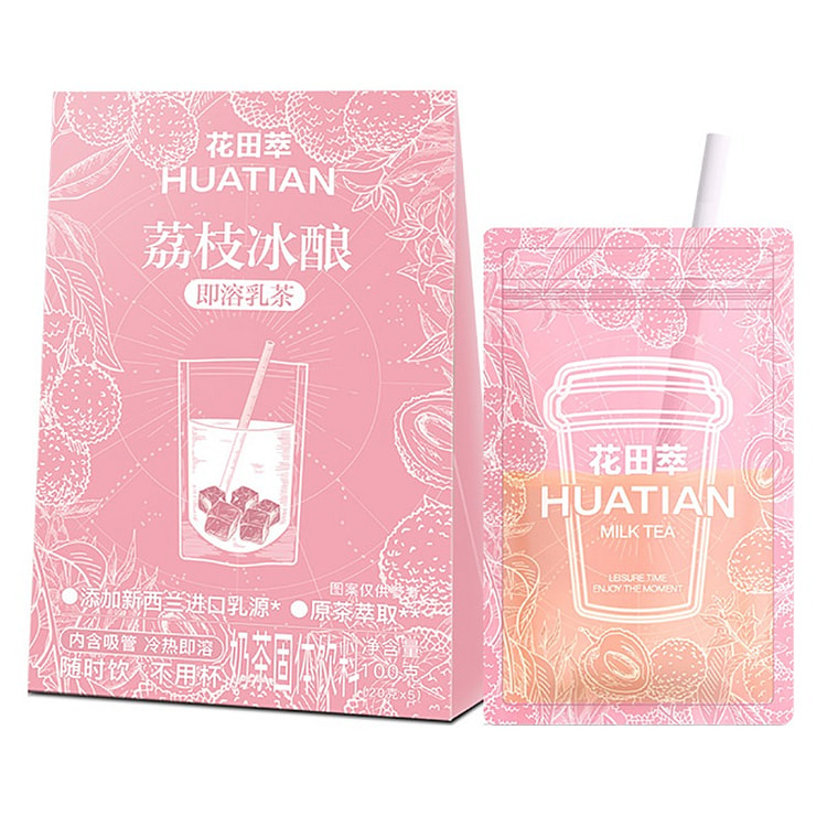 花田萃 荔枝冰酿 即溶乳茶 5 袋盒装固体奶茶 100 克