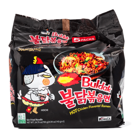 Samyang Buldak Ramen Black, Hot Chicken Flavor pack of 5 1 each