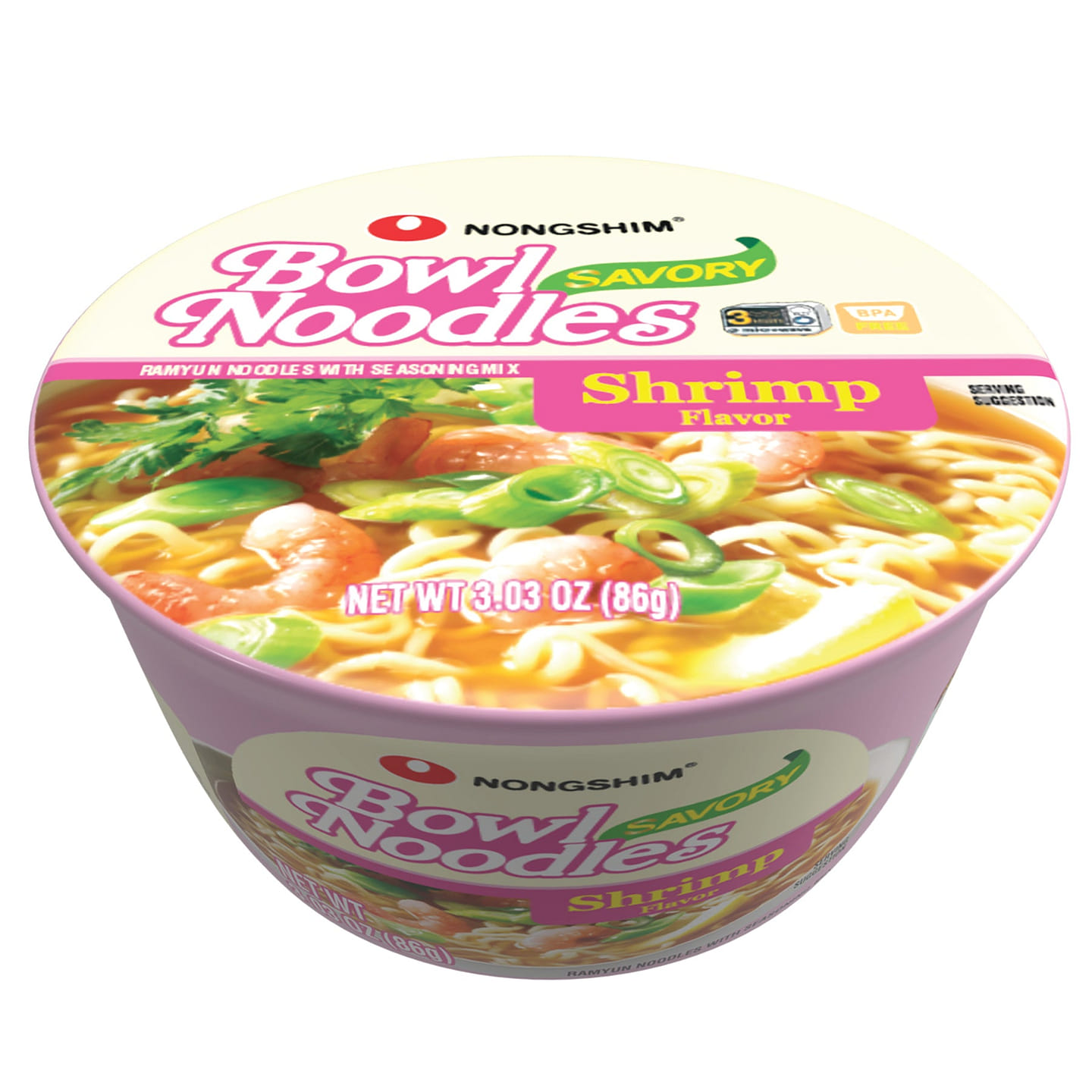 Nongshim Bowl Noodle, Savory Shrimp, 6-Pack 1 each